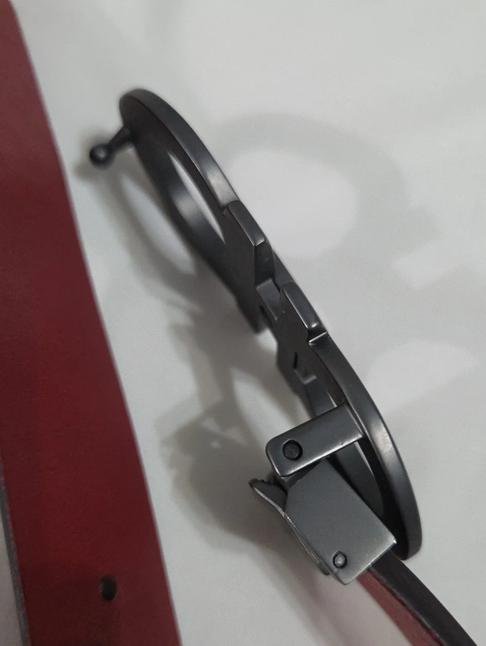 Salvatore Ferragamo Auburn Brown Leather Belt Double Gancini Buckle